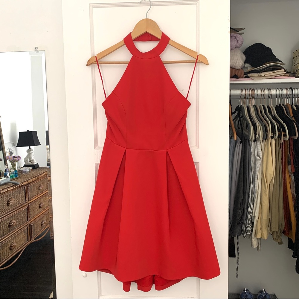 Keepsake Red Halter Mini Dress